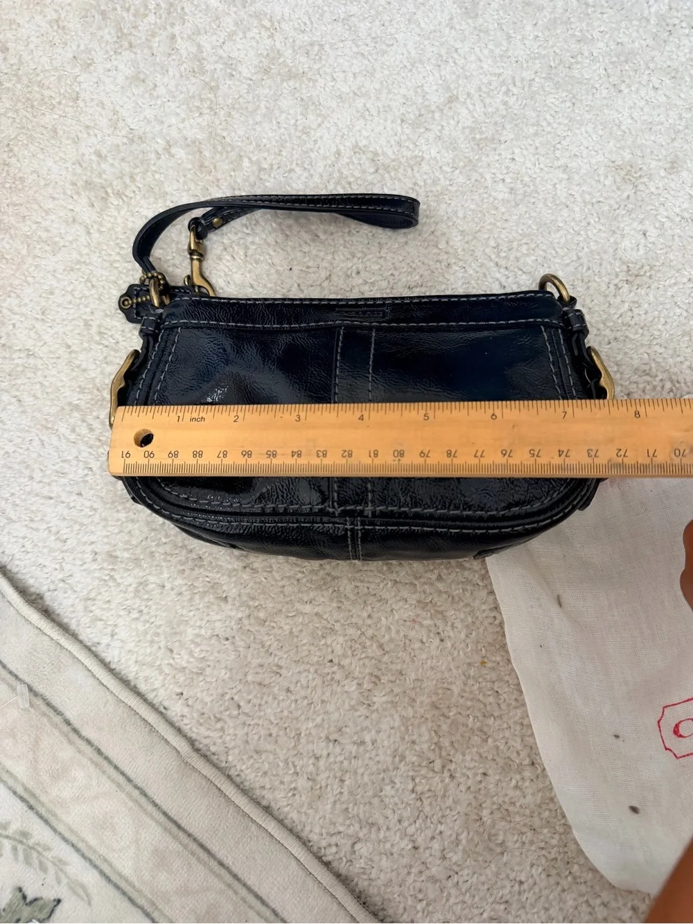 Black Patent Coach  Leather Mini  Bag